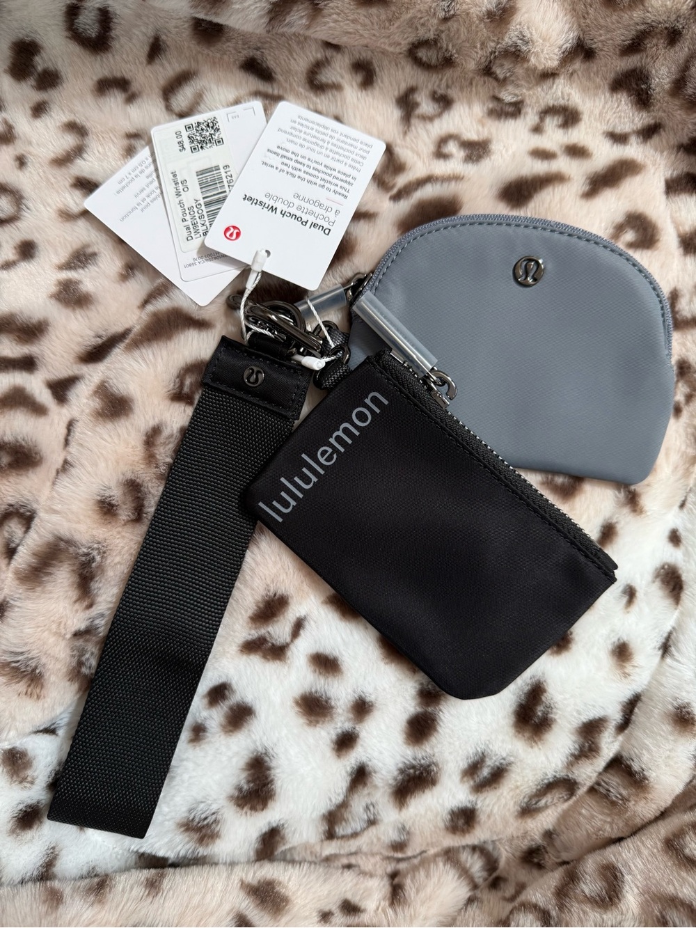 lululemon athletica Black and Gray Key Pouch + Card Wallet Set